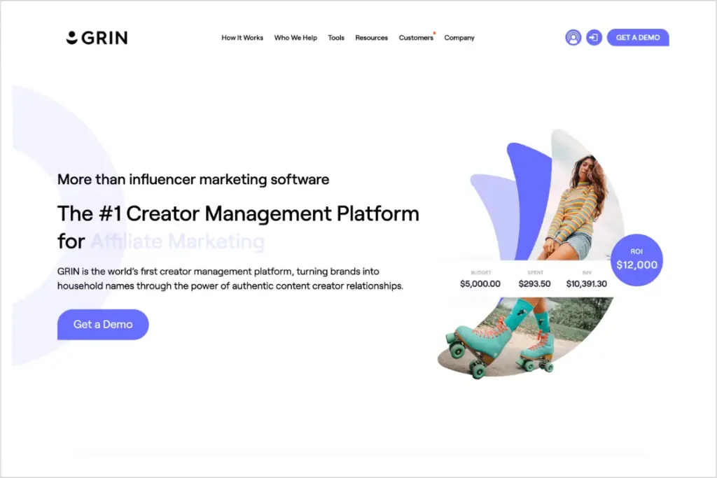 Grin Content Management Influencer Marketing Website